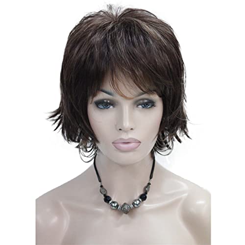 Wiginway Women's Wig Auburn Mix BFluffy Short Straight Layered Hair