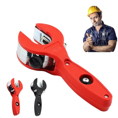 Cortatubos con carraca, Cortatubos de cobre, Cortatubos profesional con carraca, Cortatubos de acero inoxidable con carraca, Cortatubos multiusos con carraca (Rojo)