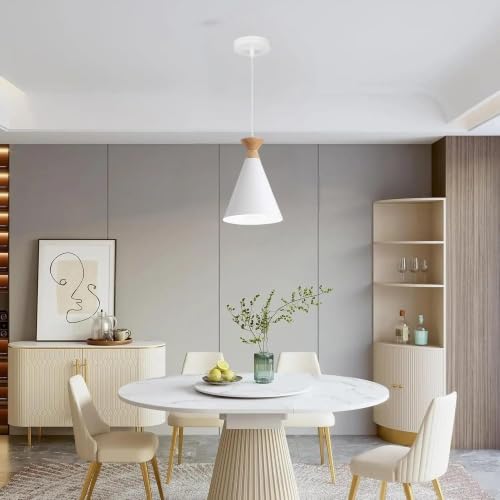 Image of White Hanging Light for Home, Aluminium Pendant Light Ceiling Lamp with Modern Hanging Lamp for Bulb Not Included, Pack of 3