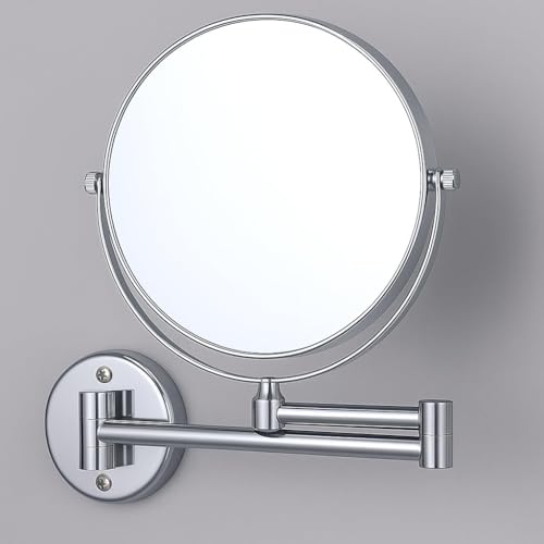 Image of 360 Shaving Mirror Chrome Finish & 3X Magnification Mirror for Makeup with Wall Mount Bracket Shaving & Swivel Dual Side Round Mirror for Bathroom & Vanity
