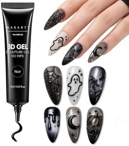 Makartt 3D Nail Gel, 15g Black Sculpting Gel Glue for Molding and Drawing