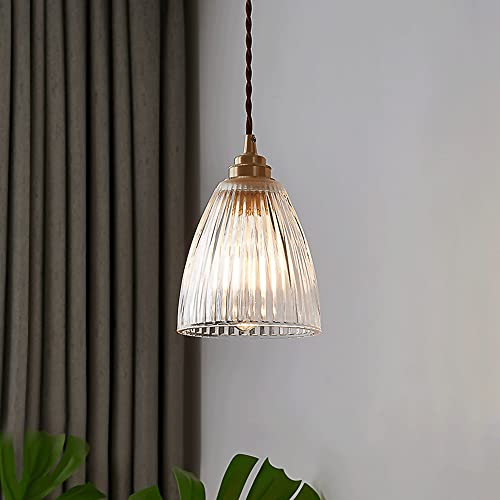 Accesorio de iluminación de latón con pantalla de vidrio rayado de estilo escandinavo 6