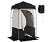 Venbytech for 4.6 ft. x 4.6 ft. Portable Shower Fabric Privacy Shelter with Solar Shower Bag and Removable Flooring, Black