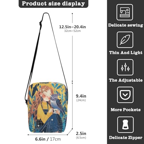 Sweet Owl Illustration Anime Girl messenger bags men's shoulder bag Women's Purses Adjustable Strap for Casual Travel3