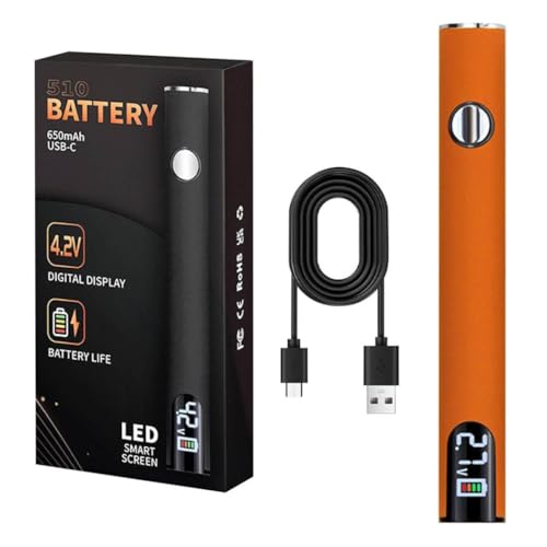 Portable Soldering Iron Kit with LED Display, USB Rechargeable, Suitable for Home Appliance Electronic Kit with Connect, 510 Threaded Battery, 650mah (Orange)