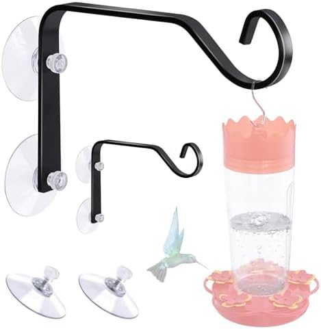 2 Pcs Heavy-Duty Window Suction Cup with Hanger, Window Mounted Wildlife, Hummingbird, Bird Feeders, Decorative Birdhouses, Wind Chimes & Plants, Strong Load-Bearing Hanging Hook