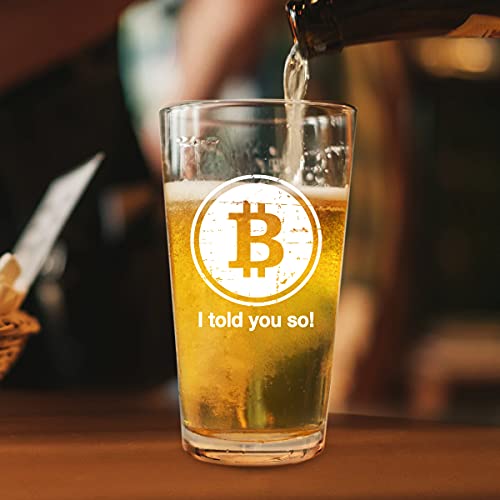 DU VINO BITCOIN I TOLD YOU SO Pint Beer Glass - 16oz-Funny gift for Crypto Trader BTC Bitcoin Investor HODL Cryptocurrency Fanatic -Made in USA - Image 6