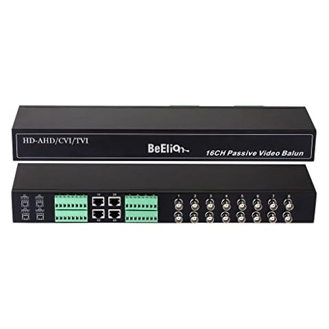 BeElion 16 Channel Video Balun BNC to RJ45 Passive Transceiver Converter for CCTV DVR Camera System, BNC| RJ45| CAT5 Connector Cover