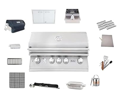 AMS Fireplace Lion | 32" Grill Package with 33" Double Access Doors & Refrigerator | Propane