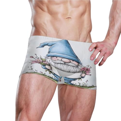 Blue Gnome Dwarfs Mens Swim Trunk Swimwear Bathing Suit Swim Brief Square Leg Board Short S S04073903