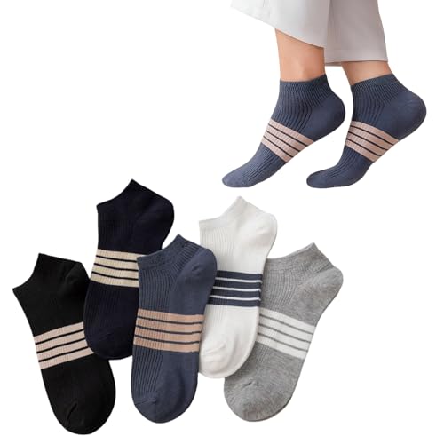 Image of MOMISY Men's Premium Cotton Cushion Ankle length Socks, (Multicolor) Pack of 5 (Free Size)