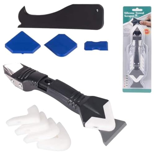 Generies 3 in 1 Silicone Caulking Tools With Stainless Steel Head - Sealant Finishing Tool, Grout Scraper With 5 Replaceable Pads - Great for Kitchen, Bathroom, Window, Sink Joint