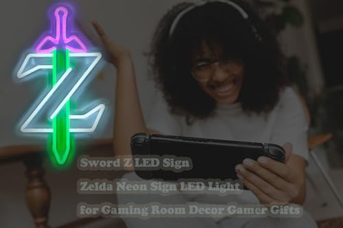 Image of Neon Sign LED Light, Master Sword LED Sign for Gaming Room Decor Gamer Gifts for Game Room Wall Bedroom Decor LED Neon Light for Game Fans (White Z)