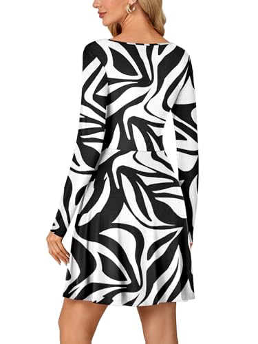 Image of LYANER Women's Long Sleeve Mini Dress Loose Casual Empire Waist Above Knee Length Dresses