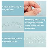 PH PandaHall 7 Pairs 925 Sterling Silver Earring Studs Blank Earring Studs 4 Claw Bezel Earring Snap Set Handmade Earring Wire with 20 Earring Nuts for Women DIY Jewellery Making Supplies - Image 4