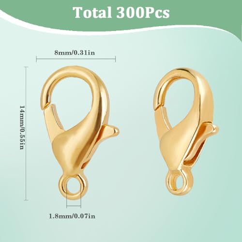SOFPLATE 300 peças de metal com fecho de garra de lagosta, prendedores de garra dourados, cordões gi