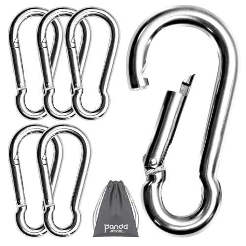 Image of Pixel Panda 3.1&4 Inch Heavy Duty Carabiner Clips Load 1000lbs, 2&4&8Pack Large Snap Hooks for Gym, Outdoor, Swing, Hammock