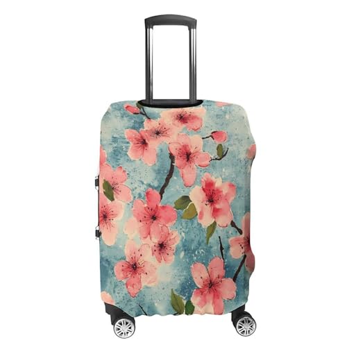 Cherry Watercolor Blossoming Travel Luggage Cover for Suitcase 19-32 Inches Elastic Washable Baggage Protector4