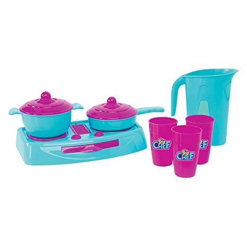 Mielle Brinquedos, Coleção Big Chef, Kit 02 com 9 Peças, Rosa e Azul