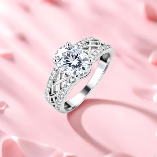 Custom 10k/14k/18k Gold Moissanite Engagement Ring for Women 925 Sterling Silver Gold Moissanite Wedding Ring D Color VVS1 Clarity Anniversary Mothers Day Jewelry Gift Sizes 4-164