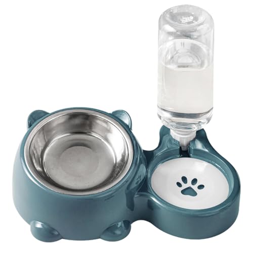 Katzenfuttergefäß Wasser – Futternapf Katzentränke | Wassernapf-Set Für Haustiere | Doppelnapf-Futterspender Für Haustiere | Gekipptes Wasser- Und Futternapf-Set Für Katzen, Hunde Und Kleine Bis Mitte