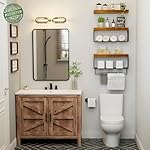 Bathroom Floating Shelves Over Toilet - Shelf Above Toilet Storage Small Farmhouse Decor Shelves (15.7 inch, Set of 3, Rustic Brown) - Image 2
