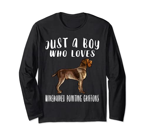 Im Just A Boy Who Loves Wirehaired Pointing Griffons Dog Long Sleeve T-Shirt, Black