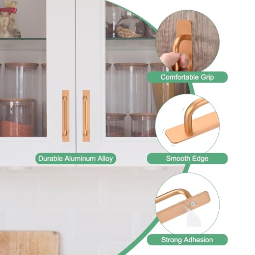 Image of M METERXITY 2-Pack Self Stick Barn Door Handles, 7.09Inch /180mm Length Aluminium Alloy Gate Handle with Double Sided Tape for Bathroom /Wardrobe /Closet, Sliding Door Handle with Plate [Gold]