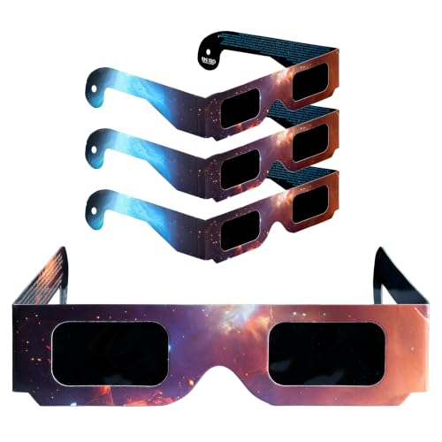 Tember Gafas Eclipse Solar Homologadas ISO 12312-2 - Certificación CE - Pack de 4 - Gafas para Ver el Eclipse Solar Total 12 Agosto 2026 - Protección Ocular para Adultos