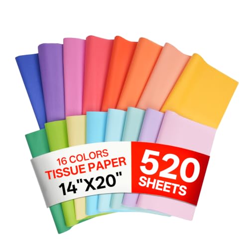 Beznh 520 Sheets Tissue Paper Bulk | 16 Colors 14" X 20" Gift Tissue Paper