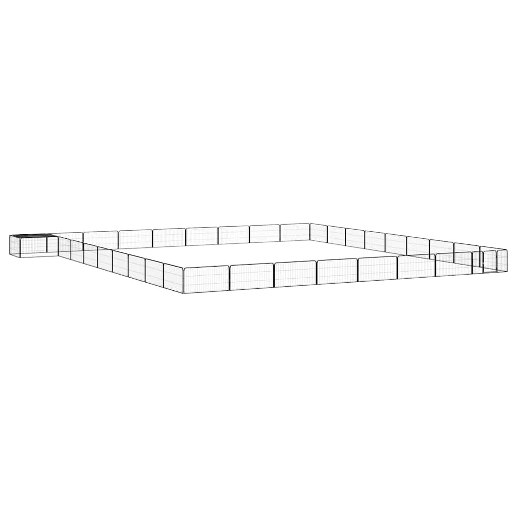 Cuccia nera per cani, 36 pezzi, 100 x 50 cm, in acciaio, per cuccioli | Robusto recinto per cuccioli in acciaio verniciato a polvere per giardino e terrazza, con copertura, serratura e pali.