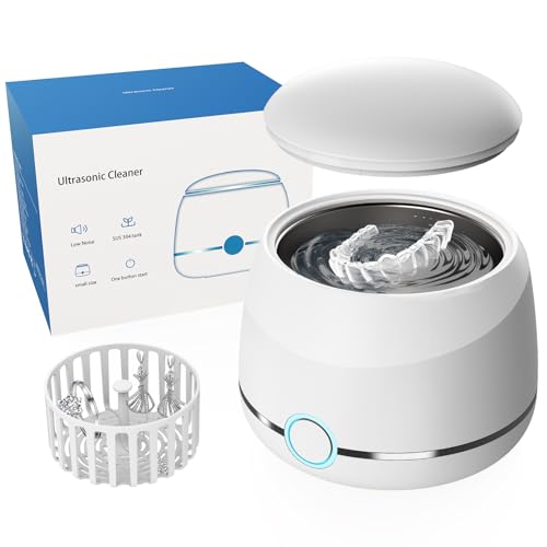 Limpiador Ultrasonidos, U-VKK 45000Hz limpiador ultrasonidos dental, 2 modos, adecuado para Alineadores, Retenedores, Aparatos de Ortodoncia y joyería, etc