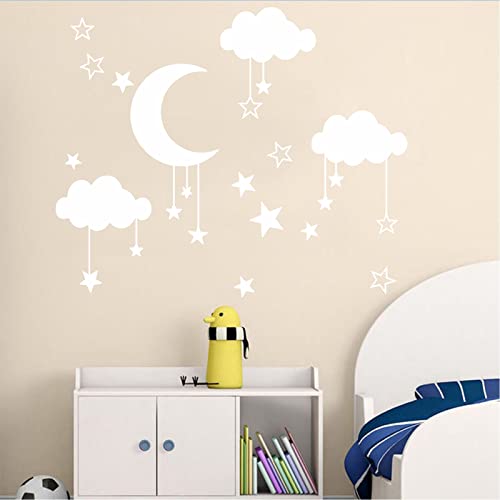 Vinilo decorativo nube y estrellas desmontable para pared miniatura 4