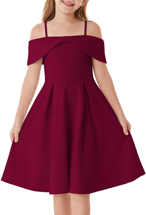 GRACE KARIN Girls Elegant Dress Off Shoulder A-Line Casual Party Dresses for 6-14 Years