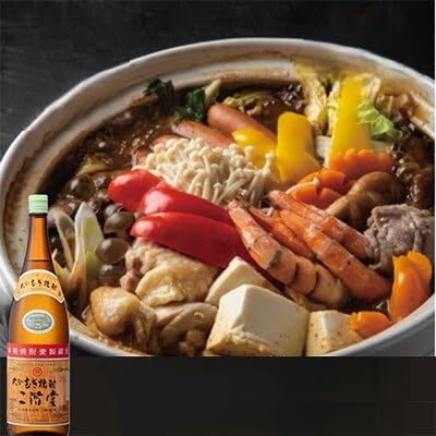 鶏カレー鍋セット&大分むぎ焼酎 二階堂25度1800ml おつまみセット(複数個口で配送)