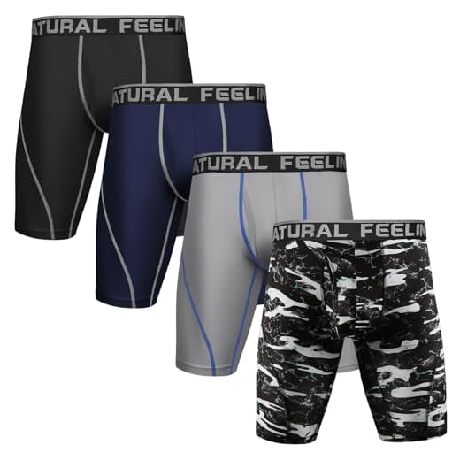 Natural Feelings 9in Pack de 4 Boxer Hombre Largos Calzoncillos Deportivos Hombre Elástico Ropa Interior Hombre Boxers para Hombres Absorción De Humedad XL