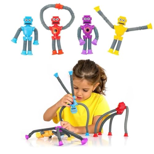 Robo Pop It Tubo com Luz LED – Brinquedo Infantil Estica, Puxa e Gruda, Divertido e Interativo para