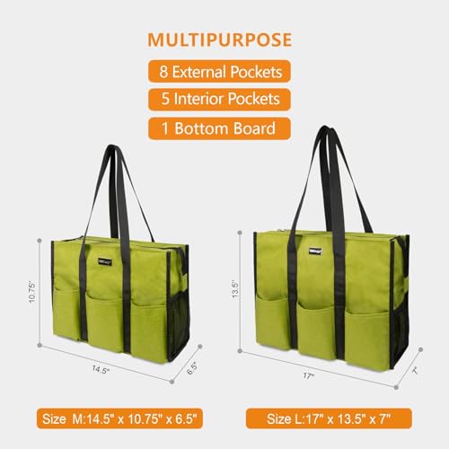 Image of TOPDesign Utility Water Resistant Tote Bag with 13 Pockets, Top Zipper Closure & Thick Bottom Support, for Working Women