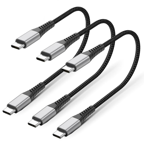 USB C auf USB C Kabel Kurz [3 St&uuml;ck 30CM], 60W PD 3.0 3A/20V USBC auf USBC Kurz Schnellladekabel Nylon USB C Kabel Kurz Ladekabel f&uuml;r iPhone 16 15 Pro Max, Galaxy S24 S23 S22 S21, iPad, MacBook, Auto