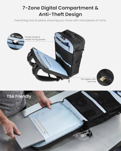 Image of Portal 28L Travel Backpack TSA Carry On Laptop One-Bag Men Women | Water Resistant Business Backpack with Luggage Sleeve, Flight Approved, Ideal for Long Travel, Work & Daily Commute