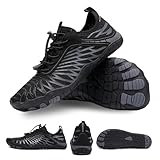 Hike Barefoot Shoes for Women Men, Pro Barefoot Shoe with Wide Toe Box for Hiking, Walking, Healthy & Non-Slip Lightweight Breathable Water Shoes Unisex Black 46