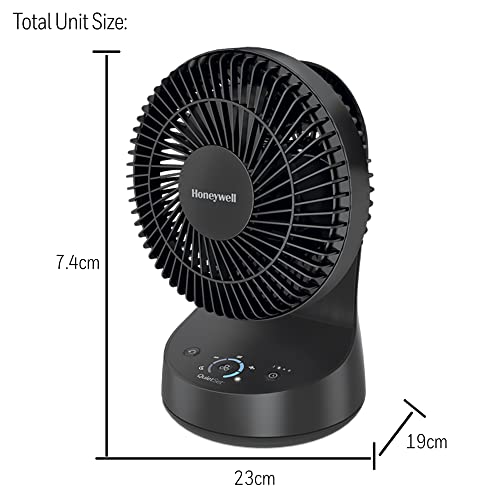Honeywell QuietSet Oscillating Table Fan, Black – Personal and Small Room Fan with Quiet Operation and 5 Levels of Power and Sound – HTF337BE (HTF337BE1)