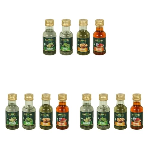 Image of Harveys Flavouring Essence | Biryani, Kewra, Saffron, Cardamom | Pack of 12 | For Biryani, Kheer, Cake, Cookies, Muffins, Sweets and Many More | 28 ml x 4