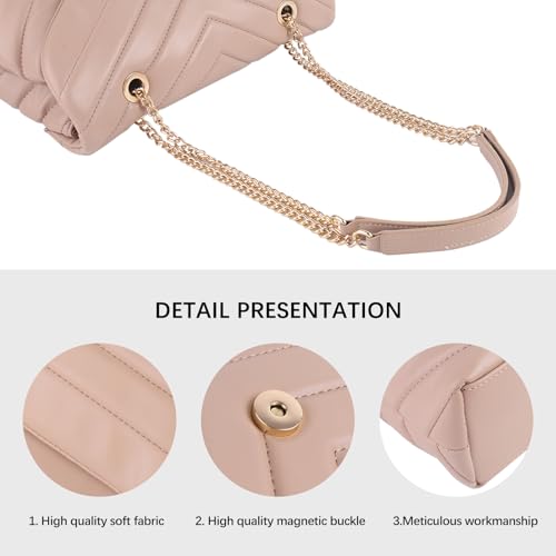 Image of Women Shoulder Bag, Fashionable Quilted Vegan leather Crossbody Purses with Adjustable Chain Designer Purses