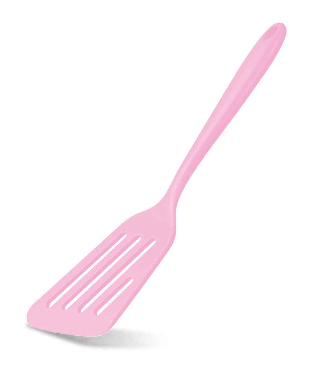 Trifecta Silicone Nonstick Turner, 480ºF Heat-Resistant Rubber Spatula, Food Grade Slotted Turner, BPA Free, Slotted Spatula for Fish, Eggs, Pancakes, Wok(Pink, Set of 1)