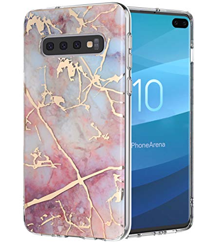 Galaxy S10 Plus Case,Samusng Galaxy S10 Plus Case,Spevert Marble Pattern Hard Back Soft TPU Bumper Slim Glitter Cute Protective Case for Samsung Galaxy S10 Plus 6.4 inches - Colorful