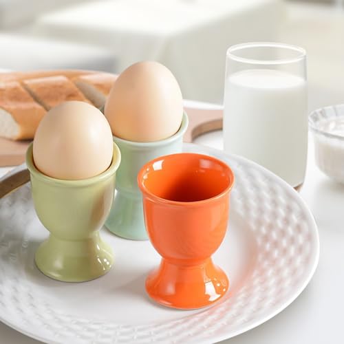BEKKLPOU 6 Eierbecher Set, Porzellan Eierbecher Eierhalter Geschirr Frühstück Eierhalter Farbe Porzellan Eierständer Niedliches Eierbecher Set Eierbecher Halter, Für Küche Haus Restaurant – Bild 4