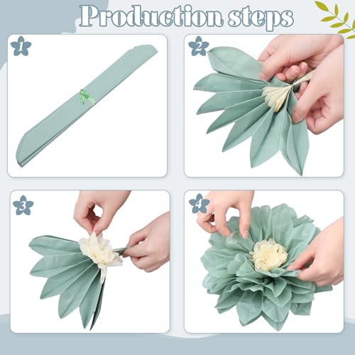 Image of Geyee 18 Pcs Mexican Paper Flowers Colorful Fiesta Tissue Paper Flowers Pom Poms Mexican Carnival for Floral Party Backdrop Wedding Birthday Party Craft(Boho Color,6 inch 8 inch 10 inch)