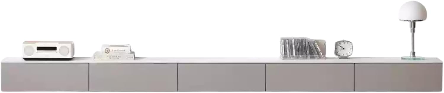 GVAwood Tulipwood Wall-Mounted Suspended Splicing TV Cabinet. 118.1x11.8x8.2 inch / 300x30x21 cm/Gray Color/Slate TV Cabinet