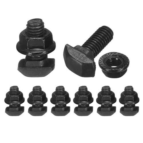 sourcing map 8pcs M5x12mm t Slot Drop-in Bolt, Carbon Steel Hammer Head Bolts t Shape Stud Sliding Screw with M5 Hexagon Flange Nuts for European Standard 20 Series Aluminum Profile